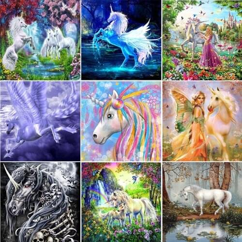 Diamond Embroidery Unicorn Elf girl Resin 5D Diamond Painting Animal Kits Canvas Home Decor Mosaic Rhinestone Cross Stitch Gift