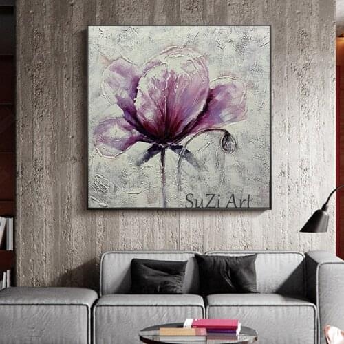 Free Shipping Hot Sale Home Decor Wall Art Pictures 1 Pieces White Flower Wall Art Oil Paintings Unframed