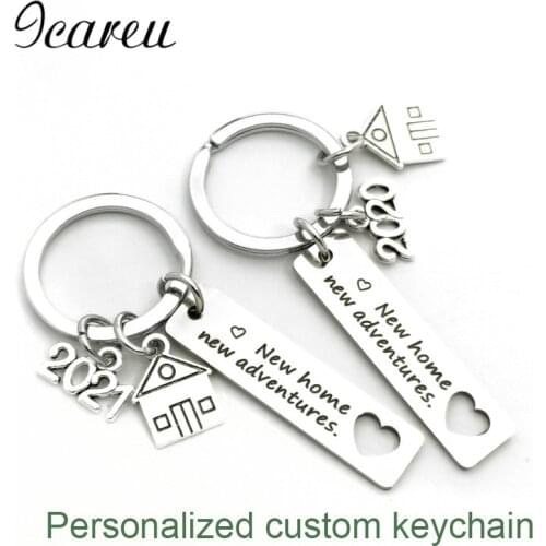 New Home Stainless Steel Customized Name Keychain Customization Personalized Gift Adventures House Housewarming Real Estate Hear