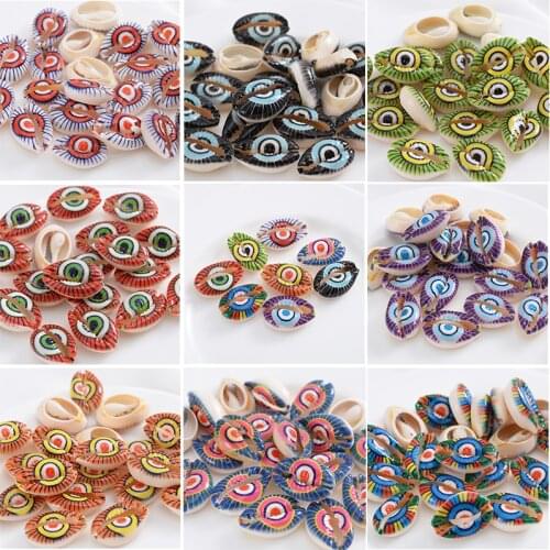 10Pcs/Lot Cute Colorful Eye Pattern Natural Shell Painted Loose Spacer Beads Jewelry Making DIY Bracelet Necklace Accessories