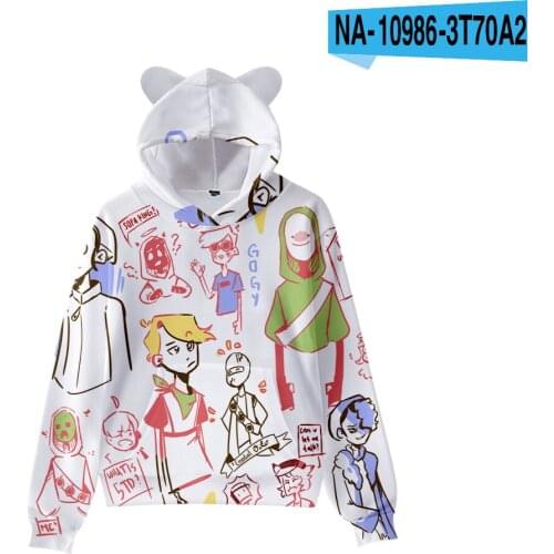 Japanese animation dreamwastaken 3D printed childrens hoodie cute cat ears series sportswear boys and girls autumn pullover