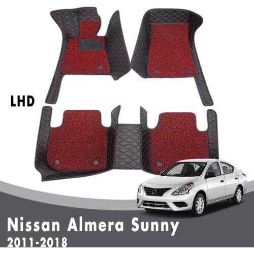 Double Layer Wire Loop Carpets For Nissan Almera Sunny 2018 2017 2016 2015 2014 2013 2012 2011 Car Floor Mats Interior Custom