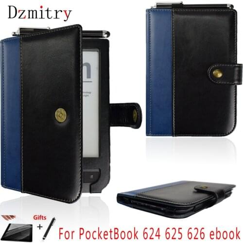PU leather Flip cover For PocketBook 624 625(Basic Touch 1/2)&PocketBook 626(Touch Lux 3)ebook eReader Protective case+Film+Pen