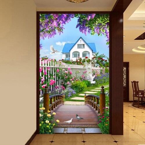 Photo Wallpaper 3D Nature Landscape Wooden Bridge Murals Living Room Restaurant Entrance Backdrop Wall Painting Papel De Parede