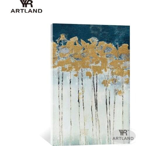 Hot sale Beautiful pictures for home decoration Handmade oil painting on canvas gold trees landscape wall art for living room