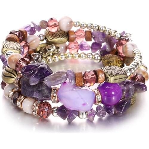 Bohemia Indian Jewelry Charm Bracelet for Women Personality Pattern Crystal Stone Bracelet Travel Accessories Pulsera Hombre