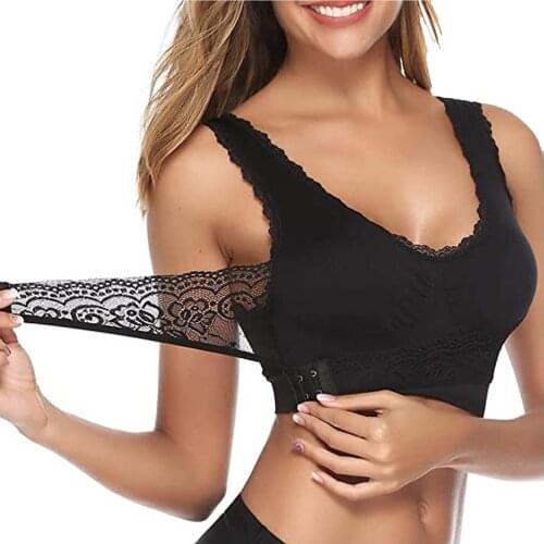 2PC Womens Sports Bras Solid Color Front Cross Side Closure Lace Full Cup Workout Fitness Wire Free Tops reggiseni sportivi 00