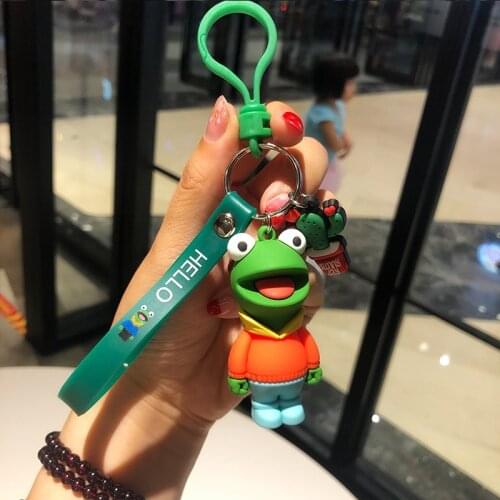 Creative cartoon frog keychain Cute Frog Family Car key ring pendant men and women Bag hang ornament