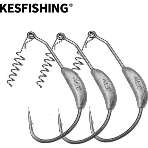KESFISHING Fishing Hook 5pcs 3.5g 10g 14g 24g 26g High Carbon Steel Wide Crank Offset Fishhook Jig Head For Soft Lure