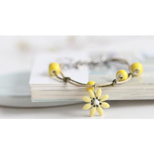 Small sample DIY Ceramic Beads Bracelet ceramic flower bracelets for women Free Shipping #1483