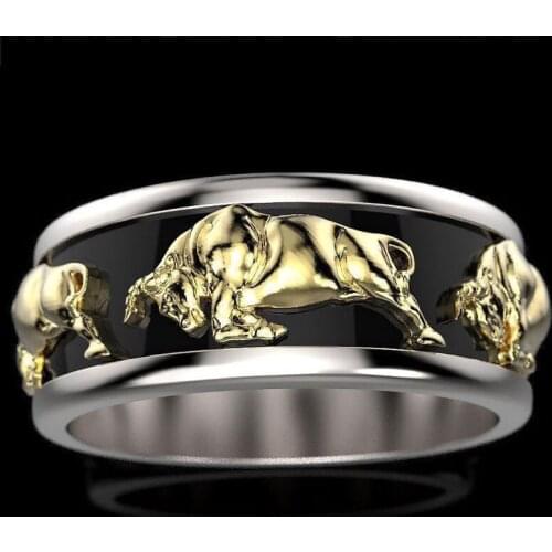 New Trendy Taurus Rings Fashion Bullfight Punk Gothic Enamel Jewelry For Men Neutral Wedding Rock Party Eagle Ring Accessories