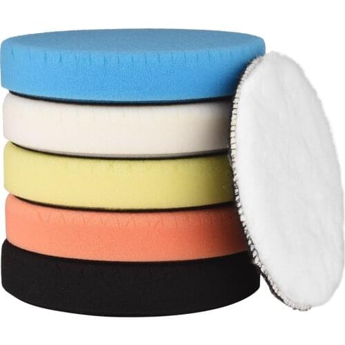 6Pcs Polishing Pads Kit 6 Inches Car Buffing Sponge for Automobiles Yachts Self-adhesive Wool Pad
