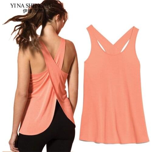 New Yoga Shirt Women Gym Shirt Quick Dry Sports Shirts Cross Back Gym Tops Womens Fitness Shirt Sleeveless Sports Top Yoga Vest