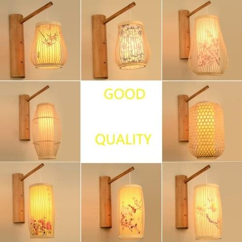 New Chinese Wall Lamps B & B Hotel Corridor Bedroom Bedside Solid Wood Wall Lights Restaurant Corridor Zen Bamboo Wall Lamps