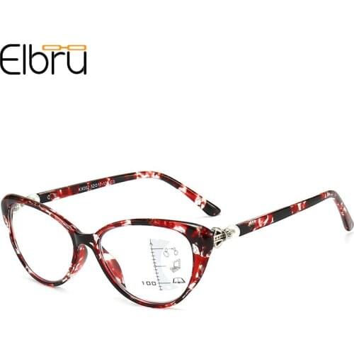 Elbru Progressive Multi-focus Reading Glasses Men Women Anti Blue Light Intelligent Zoom HD Hyperopia Eyewear Diopters +1 +3.5