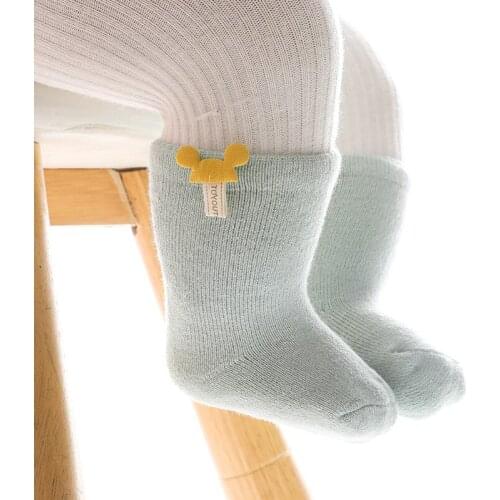 Autumn Winter Baby Socks Cotton Thick Warm Mouse Pattern Solid Color Socks for Infant Baby Kids Newborn Warm Socks Stuff