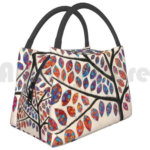 Portable Insulation Bag Amazing Grace Tree Trees Warm Pink Red Sun Leaves Nature Botanical Dar Hosta Dar