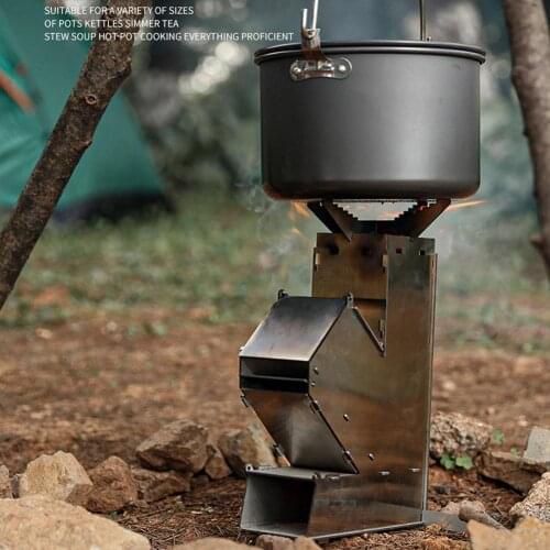 Portable Collapsible Camping Stove Wood Stove Outdoor Wood Burning Steel Rocket Stove Backpacking Camp Tent Stove