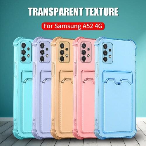 For Samsung Galaxy A52 Case Transparent Anti-fall wallet Card Back Soft Cover Samsun A 52 4/5G A525F A526B Camera Protect Fundas