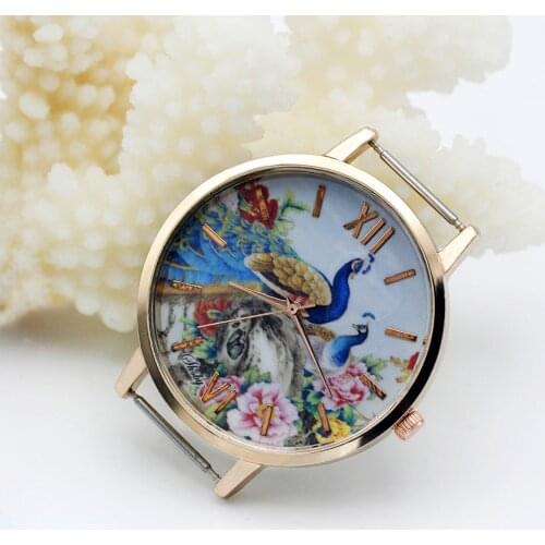 Shsby Diy Personality Watch Header New Style Rose Gold Flower,Panda, Rabbit, Peacock, Phoenix Head Watch Accessories 61~70