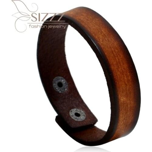 SIZZZ Factory direct 2019 new retro old leather simple mens bracelet&bangles