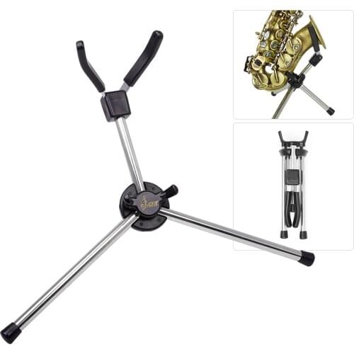 Foldable Alto Tenor Saxophone Stand Sax Tripod Holder Accessories Portable Sax Metal Floor Stand Holder with Carry Bag