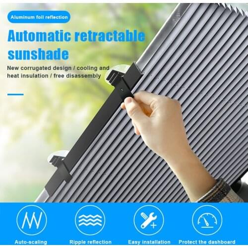 Car Sunscreen Sunshade Retractable Windshield Sun Shade Visor Curtain for Solar UV Protection 46/65/70cm B88