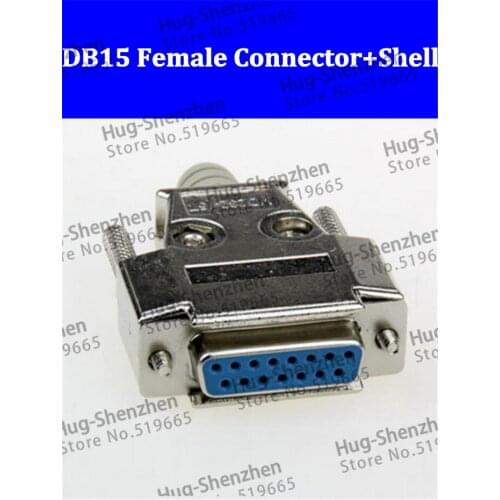 Top D-Sub 15-pin DB15 2 row plug (female) solid pin module + removable metal shell housing--5pcs