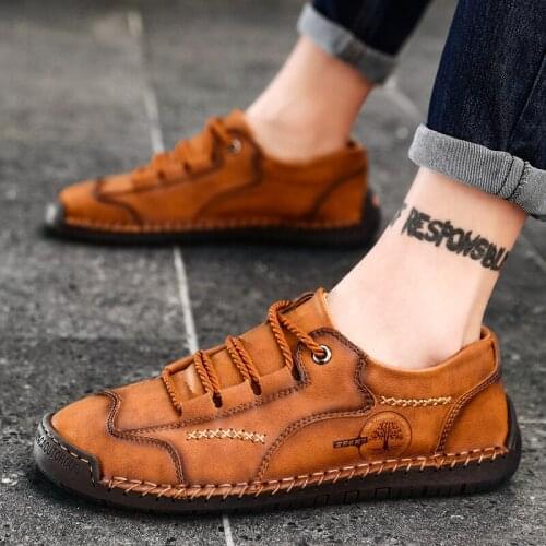 Mens shoes lace up Genuine Leather comfortable business Stylish Gentlemans oxford shoes for men casual shoes big size 48