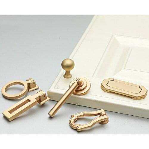 Solid Zinc Alloy European Furniture Handle Vintage Gold Cabinet Pulls Kitchen Cupboard Handle Drawer Knobs Hardware