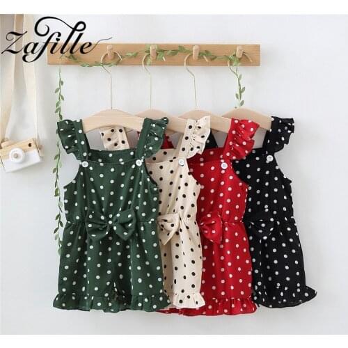 ZAFILLE Summer Overalls For Childrens Jumpers Polka Dots Baby Girl Clothes 2021 Ruffles Bowknot Baby Jumpers Romper Jumpsuit