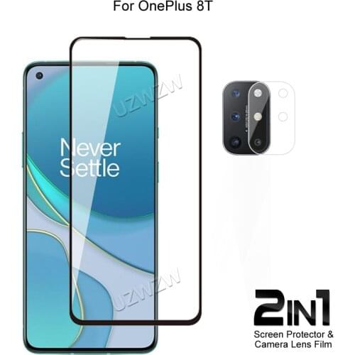 For OnePlus 8T Front Screen Protector Protective Tempered Glass & Camera Lens Film