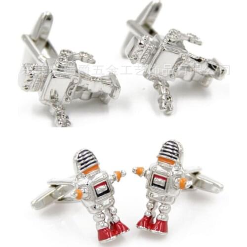 10pairs/lot 3D Robot Cufflinks Enamel Astronaut Cuff Links Mens Jewelry Accessory Copper Plating Wholesale