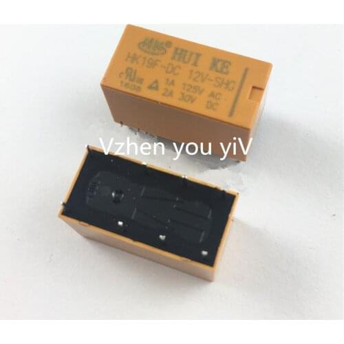10pcs/ DC12V 8 pins 2pdt DC 12V SHG Coil DPDT 8 Pin 2NO 2NC Mini Power Relays PCB Type HUI KE HK19F HK19F-DC12V-SHG