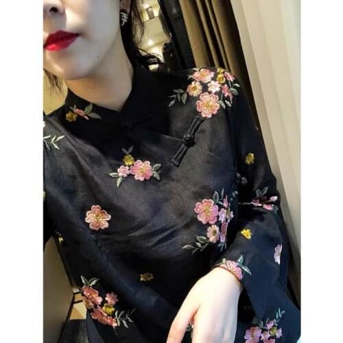 2021 chinese tops painted flowers qipao shirt cheongsam shirt chinese style cheongsam blouse traditional chinese clothing women
