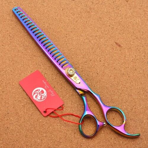 619# 8.0'' Brand Purple Dragon Professional Hairdressing Scissors JP 440C Barbers Cats Dogs Pets Thinning Scissors Hair Shears