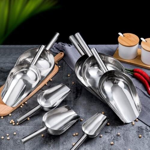 8-13'' Stainless Steel Ice Scraper Food Buffet Candy Tea Scoop Shovel Wedding Ice Cream Flour Bar Dessert Scoops Kitchen Tool