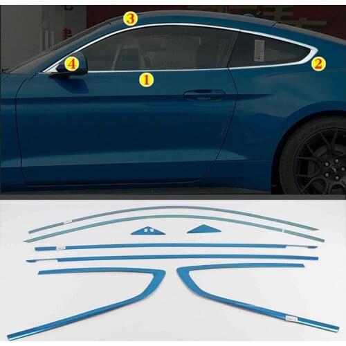 For Ford Mustang 2015 2016 2017 2018 2019 Carbon fiber Exterior Window Pillar Posts trim 6pcs