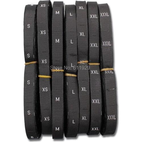 Free shipping black garment size label/clothing woven tags/embroidered size labels/clothing number tags S,M,L,XL 1000 pcs a lot