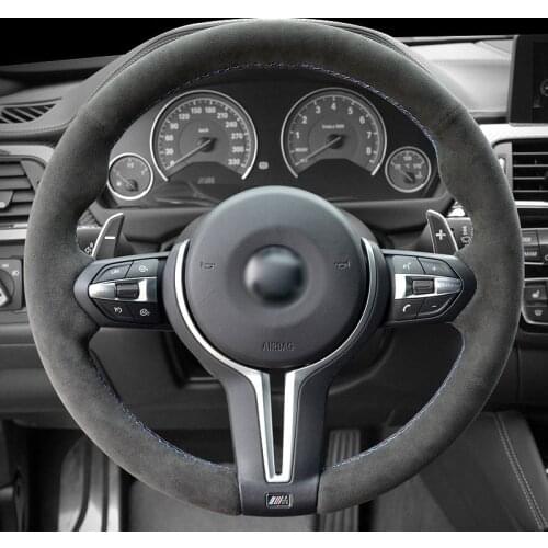 Black Alcantara Hand-stitched Car Steering Wheel Cover for BMW M3 F30 320d 328i 330i 2016 M4 2014-2016 F33 428i 2015