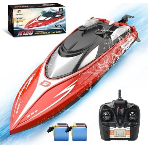 DEERC RC Racing Boat 2.4 GHz High Speed Remote Control Boats Toys Low Battery Alarm Capsize Recovery Gifts for Boys Girls H120