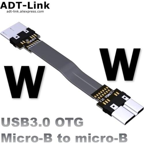 FPV Micro USB 3.0 To Micro USB 3.0 OTG 90 Degree Adapter 5cm-100cm FPC Ribbon Flat Cable Micro-B To Micro-B