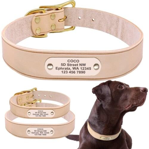 Personalized Dog Collar Velvet Leather Soft Custom Dog Collars Elegant Pet Collars for Pitbull Medium Large Dogs L XL