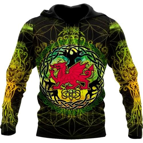 Celtic Wales Dragon Tattoo 3D Printed Unisex Deluxe Hoodie Men Sweatshirt Streetwear Zip Pullover Casual Jacket Tracksuit-790