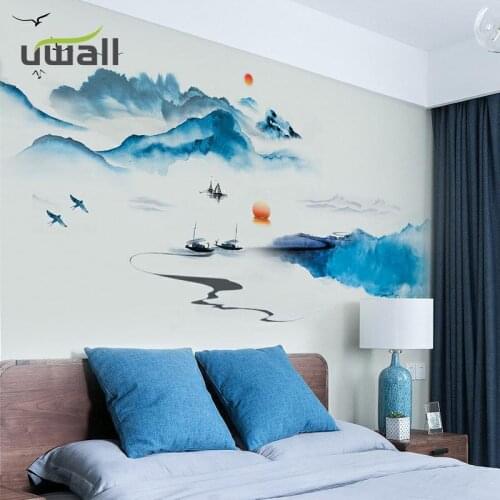 Chinese Landscape PVC Wall Stickers Home Decor Living Room Bedroom Background Wall Decoration Self Adhesive Decor Sticker