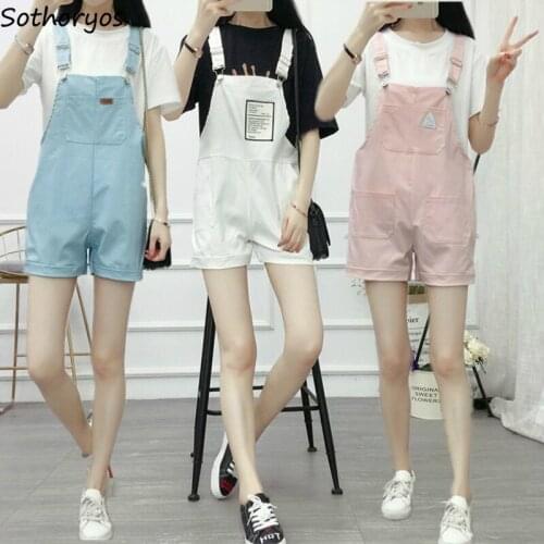 Rompers Women Colorful Printed Leisure Chic Loose Pockets Womens Preppy Style All-match Overalls Harajuku Students Streetwear