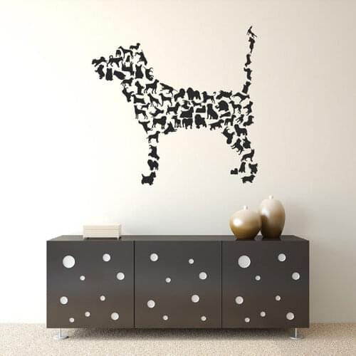 Creative Design Dog Shaped Like A Dog Vinyl Wall Sticker Home Decor Pet Room Pet Shop Wall Decals Removable Mural Wallpaper 4594