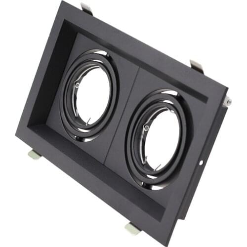 Square Double head White/Black LED ceiling downlight fittings fixture MR16 GU10 aluminium holder frame Led Lamp Holder for home