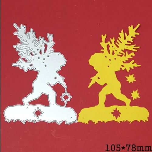 Metal Cutting Dies Boy Carry Chrsitmas Tree Embossing Die Stencils for Making Xmas Scrapbooking DIY Album Paper Cards Craft Dies