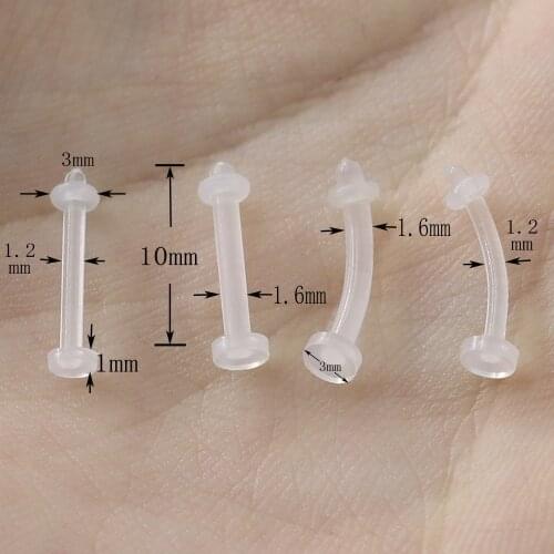 Mix 10pcs Clear Bioplast Flexible Nose Lip Ring Labret Eyebrow Belly Ring Nose Studs Cartilagem Body Piercing Jewelrys
